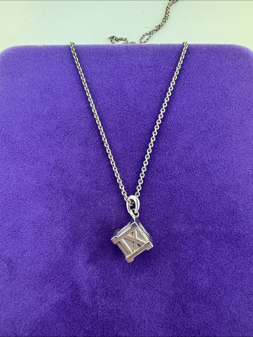 💛 Sterling Silver Tiffany & Co Atlas Cube Necklace | Designer Roman Numerals